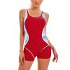 ABOCIW Women's Athletic Boyleg One Piece Swimsuits Racerback Tummy Control Bathing Suit Full Coverage Modest Sporty Swimwear Lap Swimming Costume Red 3X-Large view 1