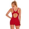 ABOCIW Women's Athletic Boyleg One Piece Swimsuits Racerback Tummy Control Bathing Suit Full Coverage Modest Sporty Swimwear Lap Swimming Costume Red 3X-Large view 2
