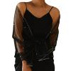 Muloo Elegant Black Tulle Shawl for Women Wedding Bride Female Dance Costume Bride Tulle Scarf for Formal Occasions, approx.50x160cm/19.69x62.99in view 1