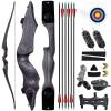 HANDBAIGE Archery Hunting Longbow and Arrows Kits 60'' Takedown Wooden Longbow with Bamboo Core Limbs for Shooting Practice Left Hand (55lbs) view 1