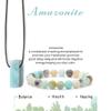 Pingyongchang Calming Yoga Bracelets Necklace Set, Relaxation Crystal Stone Mantra Bracelets for Women, Natural Crystal Stone Birthday Gifts, Black Leather Necklace for Men-Amazonite view 3