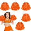 6 Pcs Orange Pom Poms Cheerleading Metallic Foil Orange Cheerleading Pom Poms with Plastic Handles Orange Pom Poms for Cheering in Sports Meet Competition Fields and Other Festive Occasions, 30 Grams view 1