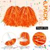 6 Pcs Orange Pom Poms Cheerleading Metallic Foil Orange Cheerleading Pom Poms with Plastic Handles Orange Pom Poms for Cheering in Sports Meet Competition Fields and Other Festive Occasions, 30 Grams view 2