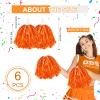 6 Pcs Orange Pom Poms Cheerleading Metallic Foil Orange Cheerleading Pom Poms with Plastic Handles Orange Pom Poms for Cheering in Sports Meet Competition Fields and Other Festive Occasions, 30 Grams view 3