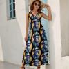 Animal Monkey Chimpanzee Drinking Women's Sleeveless Dress V Neck Flowy Hem Sundresses Summer Beach Maxi Dress XL view 2