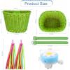 SVNR Bike Basket, Kids Bike Basket Front, Handwoven Bicycle Baskets for Boys and Girls, Children Bicycle Baskets with Spare Leather Straps and Bell, Easy Install and Detachable view 2