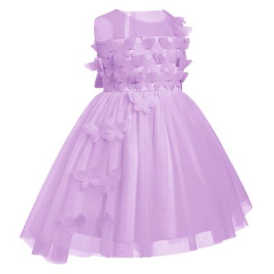 ABEWIP Baby Girls' Sleeveless Tulle Dress 3D Butterfly Special Occasion Dresses Pageant Princess Party Ball Gowns Purple 12-18M
