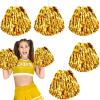 6 Pcs Gold Pom Poms Cheerleading Metal Foil Gold Cheerleading Pom Poms with Plastic Handles Gold Pom Poms for Cheering in Sports Meet Competition Fields and Other Festive Occasions, 30 Grams view 1