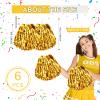 6 Pcs Gold Pom Poms Cheerleading Metal Foil Gold Cheerleading Pom Poms with Plastic Handles Gold Pom Poms for Cheering in Sports Meet Competition Fields and Other Festive Occasions, 30 Grams view 2