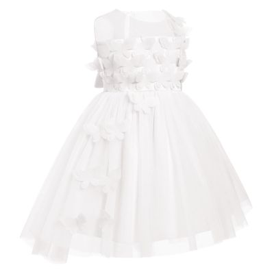 ABEWIP Baby Girls' Sleeveless Tulle Dress 3D Butterfly Special Occasion Dresses Pageant Princess Party Ball Gowns White 12-18M