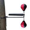 QIANMEI Wing Chun Dummies Wing Chun Leather Dummy with Spring Stakes, 2 Speed Balls Trainer Tied to Trees, 360 Rotating Rod for Martial Arts Training, Outdoor Bundle Man Pile