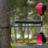 QIANMEI Wing Chun Dummies Wing Chun Leather Dummy with Spring Stakes, 2 Speed Balls Trainer Tied to Trees, 360 Rotating Rod for Martial Arts Training, Outdoor Bundle Man Pile view 2