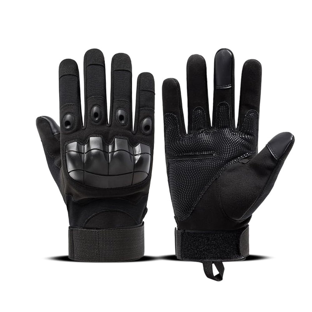 ANJMEICH Tactical Gloves, Non-Slip wear-Resistant to Protect Hands, Suitable for Outdoor Sports (Black, Large (Large)