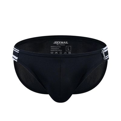 JOCKMAIL Men's Underwear Briefs Breathable Comfortable Mesh Underwear for Men (US, Alpha, Medium, Regular, Regular, Black)