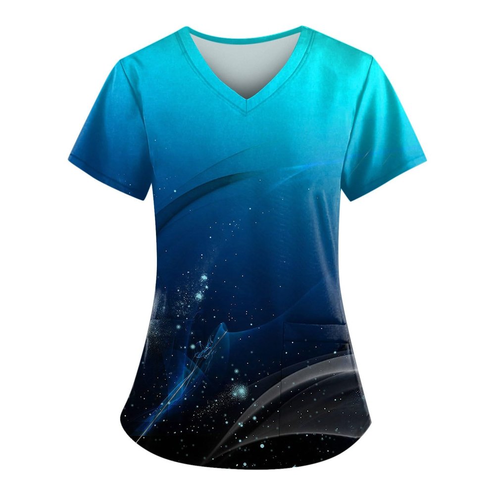 NBXNZWF Size Scrub Top Lab Coats Women Medical Scrubs for Women Pink Scrub Top Scrubs for Women Nurses Tops with Pockets Womans Scrubs Scrubs Womens Scrub Tops Black with Design Purple Scrub, W-blue