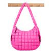 Quilted Puffer Tote Bag Large Crossbody Shoulder Bag with Zipper, Nylon Bubble Hobo Bags Travel Top Handle Handbag for Women, Oversized Padding Quilted Bag Soft Large Carryall Bag (RoseRed) view 1