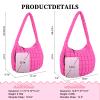Quilted Puffer Tote Bag Large Crossbody Shoulder Bag with Zipper, Nylon Bubble Hobo Bags Travel Top Handle Handbag for Women, Oversized Padding Quilted Bag Soft Large Carryall Bag (RoseRed) view 2
