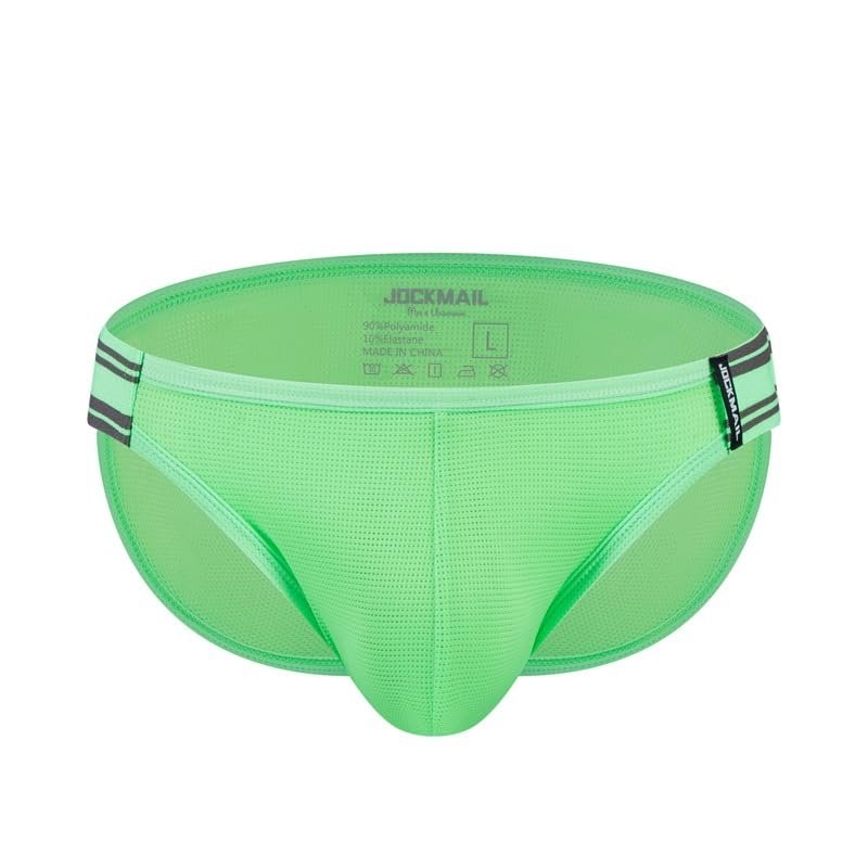 JOCKMAIL Men's Underwear Briefs Breathable Comfortable Mesh Underwear for Men (US, Alpha, Medium, Regular, Regular, Green)