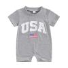 FYBITBO 4th of July Baby Boy Girl Outfit USA Flag Short Sleeve Jumpsuit Romper Newborn Fourth of July Onesie Clothes (My First 4th of July Baby Outfit-Gray, 3-6 Months) view 1
