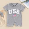 FYBITBO 4th of July Baby Boy Girl Outfit USA Flag Short Sleeve Jumpsuit Romper Newborn Fourth of July Onesie Clothes (My First 4th of July Baby Outfit-Gray, 3-6 Months) view 2