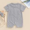 FYBITBO 4th of July Baby Boy Girl Outfit USA Flag Short Sleeve Jumpsuit Romper Newborn Fourth of July Onesie Clothes (My First 4th of July Baby Outfit-Gray, 3-6 Months) view 4
