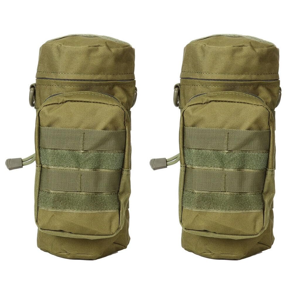 BudgetBundles US 1-2 Pack Tactical MOLLE PALS Modular Hydration Carrier H2O Water Bottle Pouch (Army Green,2 Pack)