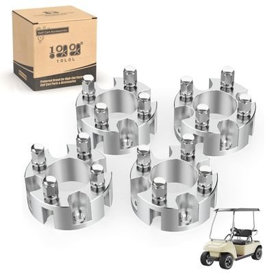 10L0L 2 inch Golf Cart Wheel Spacers Kit with Lug Nuts Fits for Yamaha Club Car EZGO, 4x72mm Bolt Pattern, 68mm Hub Bore, 1/2-20 Studs (4 Pack),Sliver