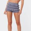 Luckinbaby Women Ruffle Knitted Shorts Layered Bottoms Pleated Tiered Bodycon Bloomer Shorts Slim Fit Summer Streetwear (B2610 Gray, S) view 3