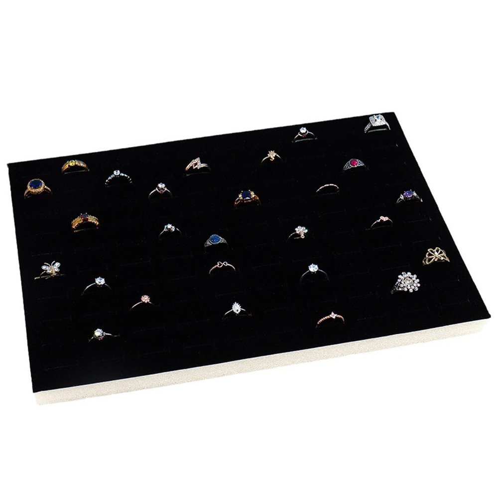 NUEAYMS Finger Rings Tray Accessory Foam Pads Showcase Countertop Display Jewelry Holder Foam Tray Inserts Liner Rings Organizer Jewelry Storage Tray, Black