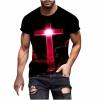 NineFit Basics Mens 3D Graphic Printed T Shirts Fashion Jesus Cross Short Sleeve Muscle Fit Tee Shirt Summer Casual Christian Religious Tops Hot Pink, Small view 1