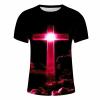 NineFit Basics Mens 3D Graphic Printed T Shirts Fashion Jesus Cross Short Sleeve Muscle Fit Tee Shirt Summer Casual Christian Religious Tops Hot Pink, Small view 3