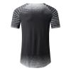 GOKKILRW Mens Summer Short Sleeve Shirts Round Neck Pullover Tops Raglan Pleated Colorblock Performance Stretchy Gym Workout Quick Dry Stylish Casual T Shirts Black view 4