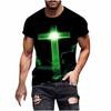 NineFit Basics Mens 3D Graphic Printed T Shirts Fashion Jesus Cross Short Sleeve Muscle Fit Tee Shirt Summer Casual Christian Religious Tops Green, XX-Large view 1