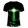 NineFit Basics Mens 3D Graphic Printed T Shirts Fashion Jesus Cross Short Sleeve Muscle Fit Tee Shirt Summer Casual Christian Religious Tops Green, XX-Large view 4