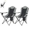 Aohanoi Camping Chairs, Portable 2 Pack Camp Chairs for Heavy People with Adjustable Angled Backrest, Outdoor Folding Camping Chairs for Outside Supports up to 350lbs, Carry Bag Included