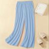 Hisanny Womens Plus Size Linen Pants Wide Leg Palazzo Trousers High Elastic Waist Flowy Culottes with Pockets Light Blue X-Large view 2