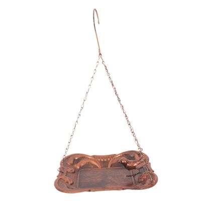 Parliky Outdoor Metal Bird Feeder Hanging Feeder for Parrots Vintage Design for Gardens Easy to Fill and Clean Stable Hanging Platform for Wild Birds