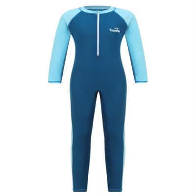 Lorilida Girls/Boys One-Piece Full Body Swimwear Kids Long Sleeve Zipper Sport Swimsuit UPF 50+ Rash Guard Sky Blue 5-6 Years