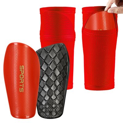 Youth Soccer Shin Guards Shin Guard Sleeves Calf Protectors for Kids Children Teenagers 3-5,5-10,10-15 Years Old Boys Girls Lightweight Breathable (Red, L 4'8"-5'4")