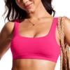 CRZ YOGA Womens Scoop Neck Bikini Tops Wide Straps U Back Bathing Suit Swimsuit Push Up Padded Sports Bra Granita Pink Large view 1