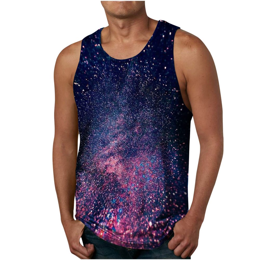 Graphic Tank Tops Men 2024 Mens Tank Tops Graphic Print Sleeveless Relaxed Fit Blouse Beach Top Summer Fashion Workout Big and Tall Tee Tops Muscle fit Shirt Pink L