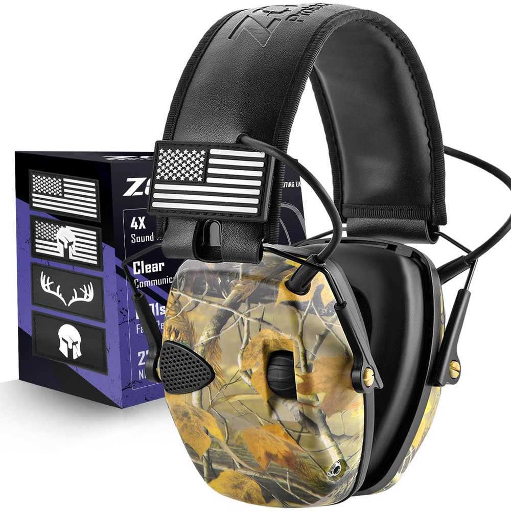 ZOHAN Electronic Shooting Earmuffs Built in Ambient Sound Amplifier, Hearing Protection for Shooters, NRR 23dB Noise Reduction, Ideal Gun Range Ear Protection Headphones for Hunting-Camo
