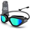 Otionus Swim Goggles, Polarized Adult Swimming Goggles Bungee Strap No Hair Pulling Anti-fog Pool Goggles for Men Women view 1