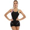 ABOCIW Athletic One Piece Swimsuits for Women Boyleg Swimwear Racerback Bathing Suits Tummy Control Sporty Swimwear Lap Swimming Suit Black Medium view 3
