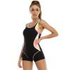 ABOCIW Athletic One Piece Swimsuits for Women Boyleg Swimwear Racerback Bathing Suits Tummy Control Sporty Swimwear Lap Swimming Suit Black Medium view 4