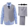 DHTS Boys Suits Grey Vest Pants and Blue Plaid Shirt Set Toddler Boy for Suit Wedding Graduation Christmas Outfit Kids Tuxedo Dress Clothes Size 5t view 1