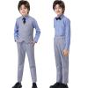 DHTS Boys Suits Grey Vest Pants and Blue Plaid Shirt Set Toddler Boy for Suit Wedding Graduation Christmas Outfit Kids Tuxedo Dress Clothes Size 5t view 2