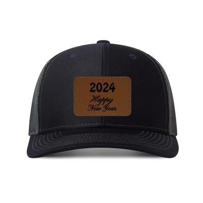 Generic Custom Cap Custom Leather Patch Trucker Hat for Men & Women - Personalized Text & Photo Baseball Cap Laser Engraved.New 11, Black With Dark Grey Mesh