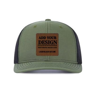 NineFit Basics Custom Cap Custom Leather Patch Trucker Hat for Men & Women - Personalized Text & Photo Baseball Cap Laser Engraved.New 38