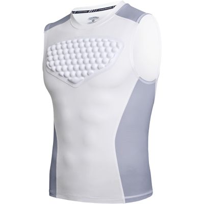 COOLOMG Adult Baseball Chest Protector Padded Shirt Heart Guard Sternum Protection for Football Lacrosse and Goalies Gray-White L